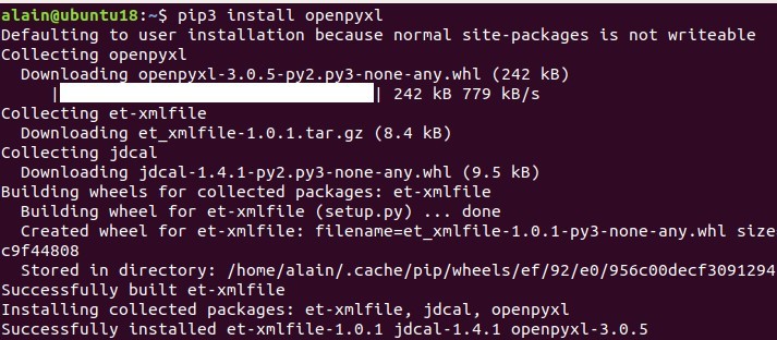 Python pandas: instalar la librería openpyxl para python3 