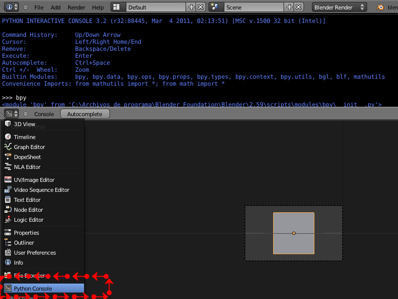 La Python Console en Blender
