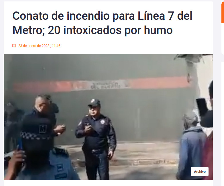 culpable del incendio en la estación Barranca del Muerto del metro que causó la intoxicación de 20 personas