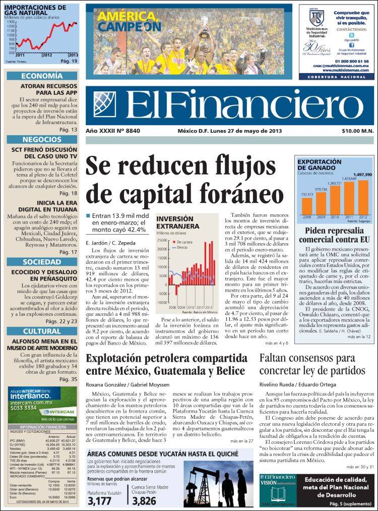 El Financiero, Ciudad de Mexico America Campeon 2013