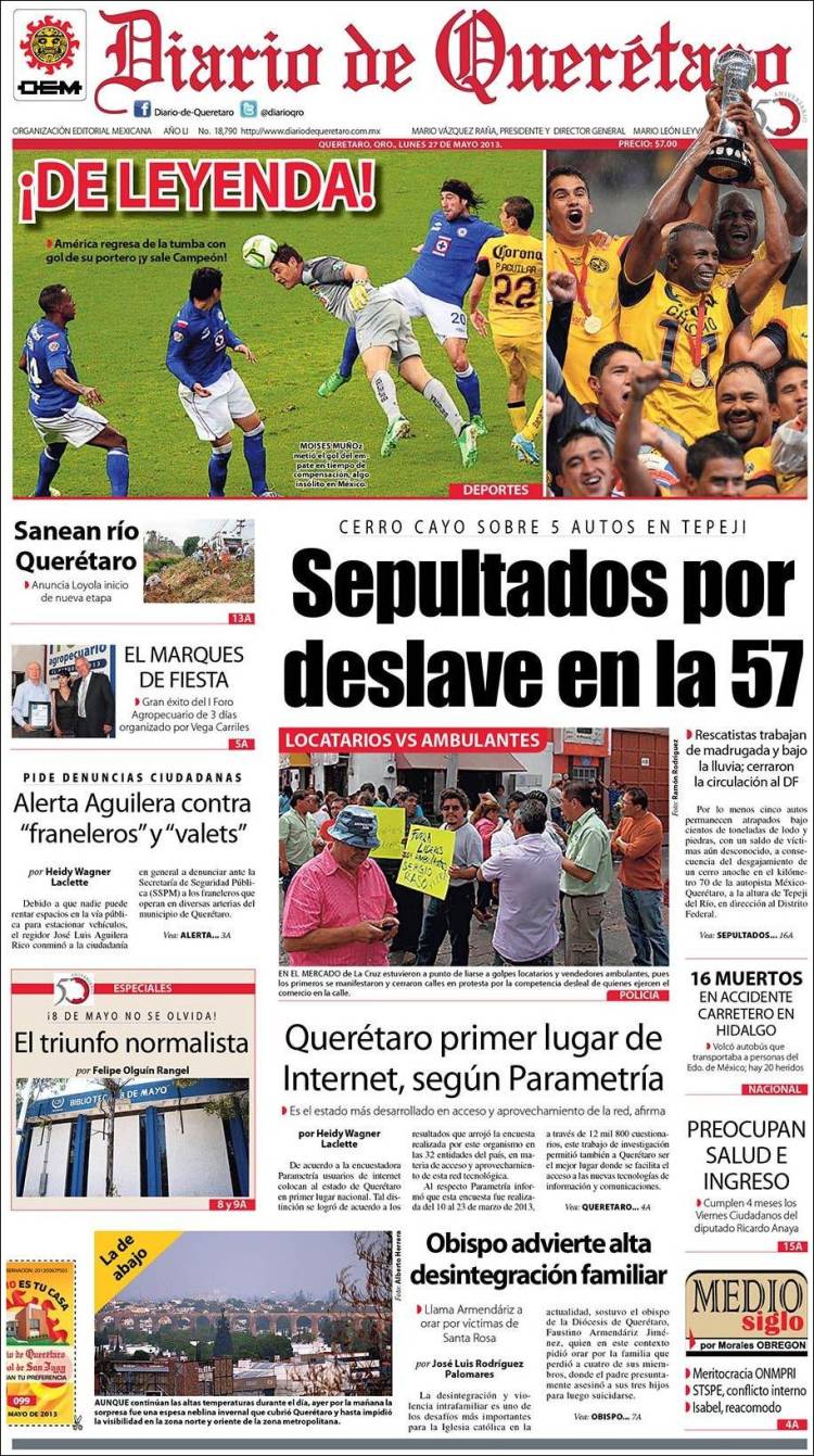 Diario de Queretaro, Queretaro, America Campeon 2013