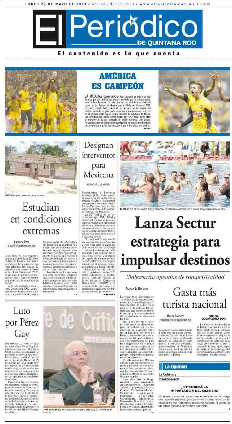 El periodico, Quintana Roo, America Campeon 2013