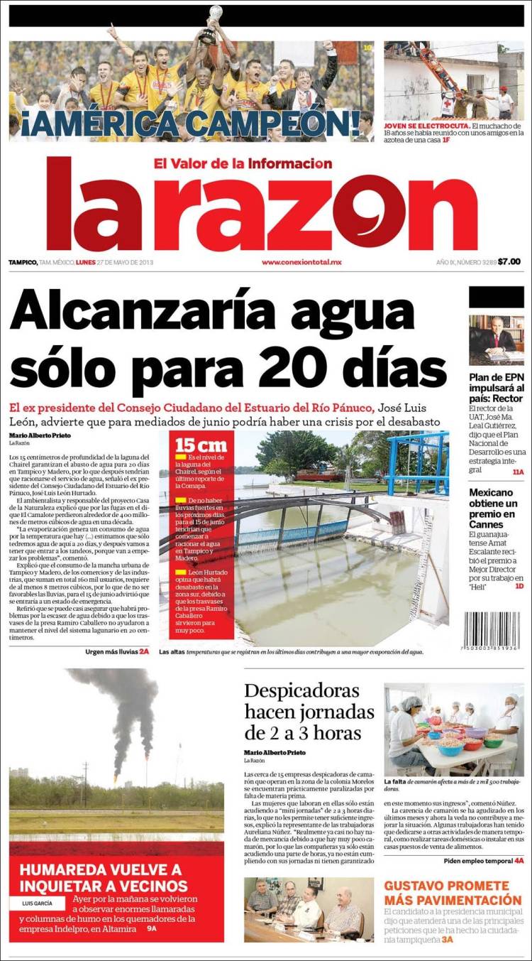 La Razon, Tamaulipas, America Campeon 2013