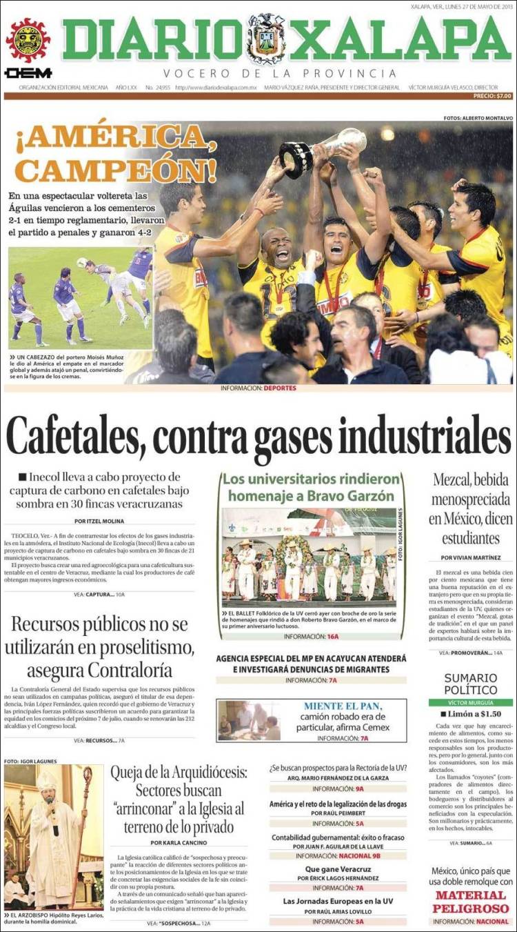 Diario de Xalapa, Veracruz, America Campeon 2013