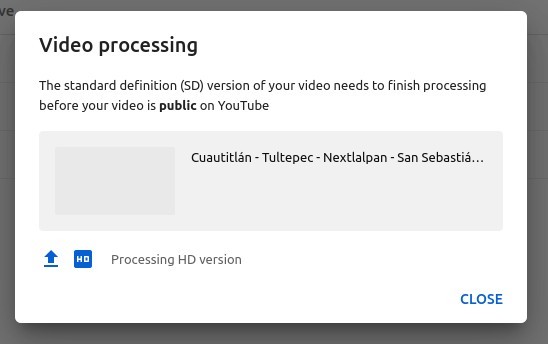 hay que esperar a que youtube procese la versión SD