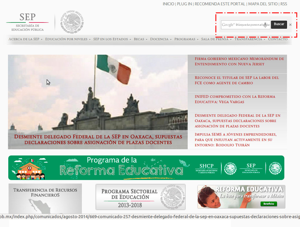 Publicidad de google adsense en sitios del Gobierno Federal de México