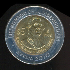 Francisco Primo de Verdad y Ramos Moneda 5 pesos bicentenario