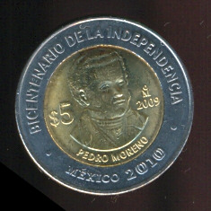 Pedro Moreno Moneda 5 pesos bicentenario