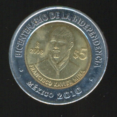 Francisco Xavier Mina Moneda 5 pesos bicentenario