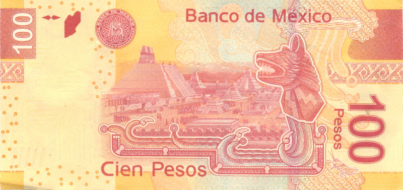 Reverso Nuevo Billete de 100 pesos