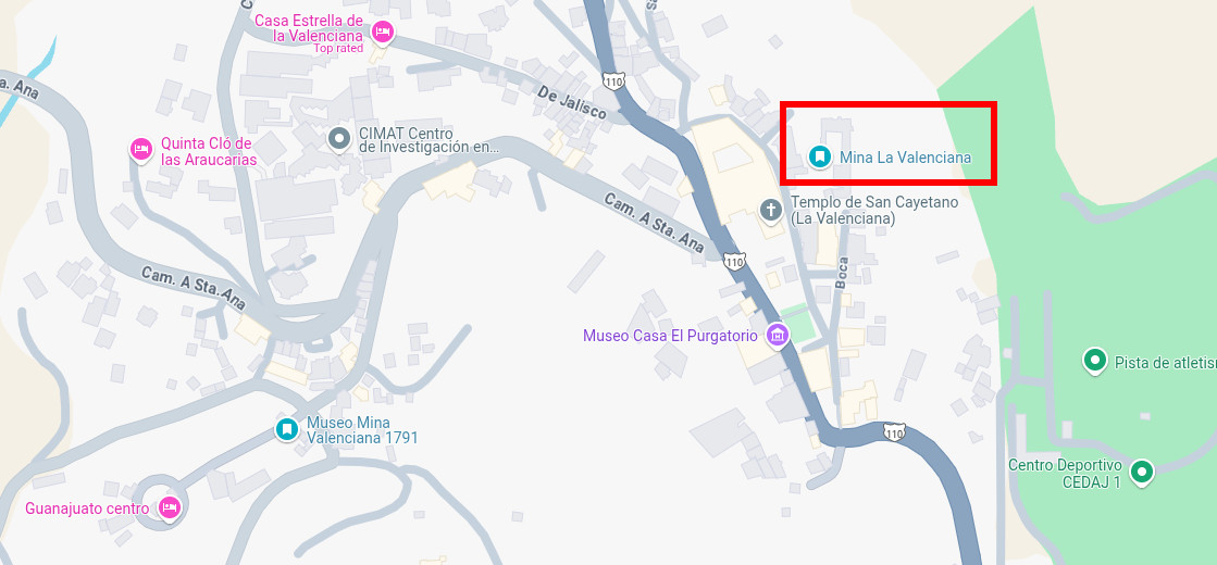 Mina La Valenciana en google maps