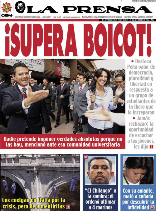 Portada del periodico la Prensa apoyando a Pena Nieto