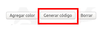 Una vez que haya agregados todos sus colores y haya creado su paleta de colores, presione el botón GENERAR CÓDIGO