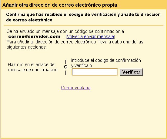 gmail enviará a su cuenta de correo un código de confirmación.