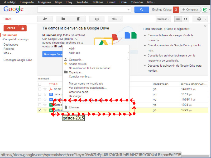 Borrar archivos en google drive