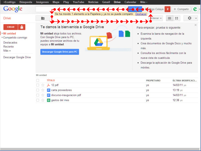 Borrar archivos en google drive