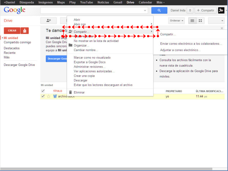 Modificar privilegios permisos de un archivo en google drive