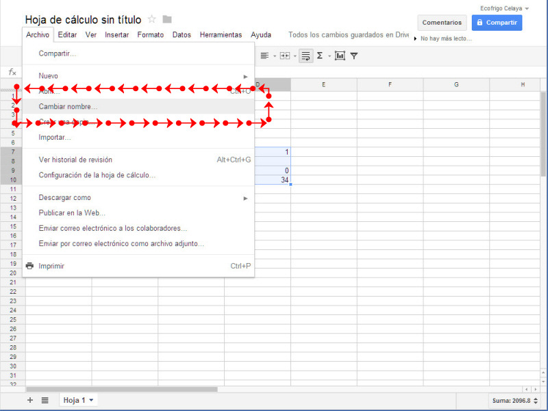 Google Drive Crear archivos de Hojas de calculo / Excel 