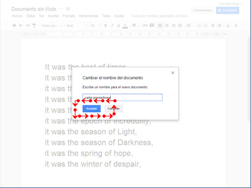 Crear archivos de texto / word en Google Drive