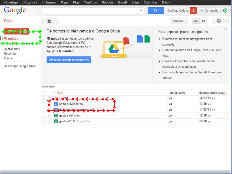 Crear archivos de texto / word en Google Drive