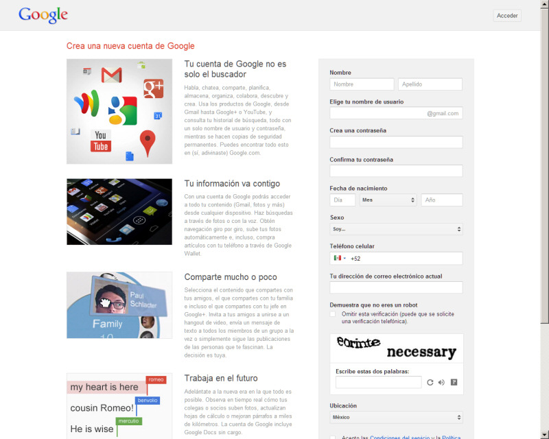 Google Drive Crear Cuenta