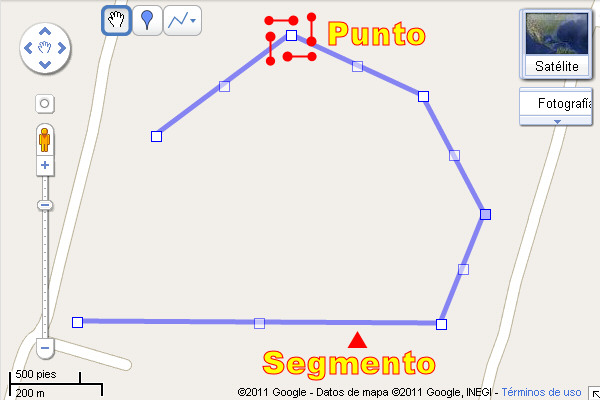 segmentos y puntos forman una linea polyline