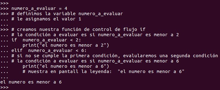 creamos nuestra función de control de flujo if / else donde se cumple la segunda condición