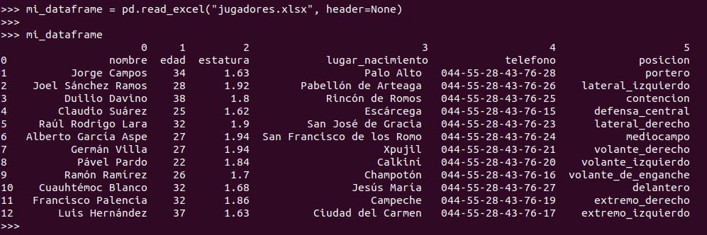 Python pandas: pd.read_excel(header=None)