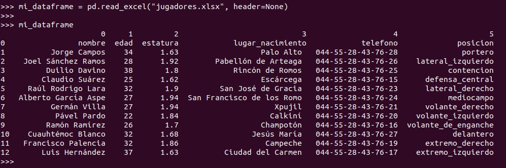 Python pandas: pd.read_excel(header=None)