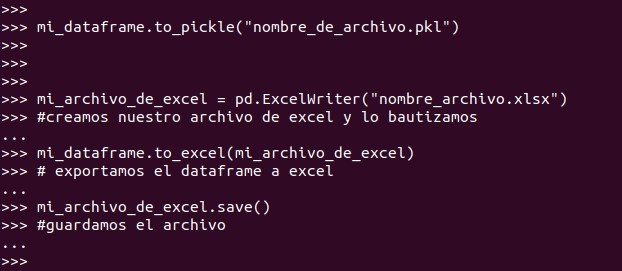 Python pandas: Exportar un dataframe a excel