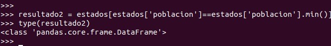 Python pandas: con min() obtenemos un dataframe