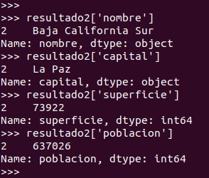 Python pandas: Al ser un dataframe  podemos acceder a sus elementos por el nombre de la columna