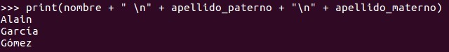 print con \n crea un salto de línea