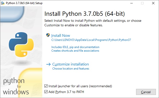  Aparecerá la pantalla de instalación de Python que nos informa que se instalará.