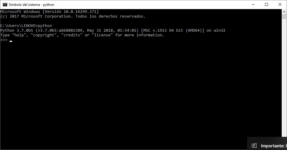 Python nos dará la bienvenida