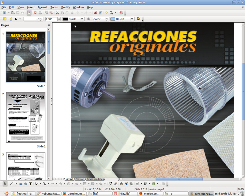 Editando un PDF en Draw de openoffice en Ubuntu